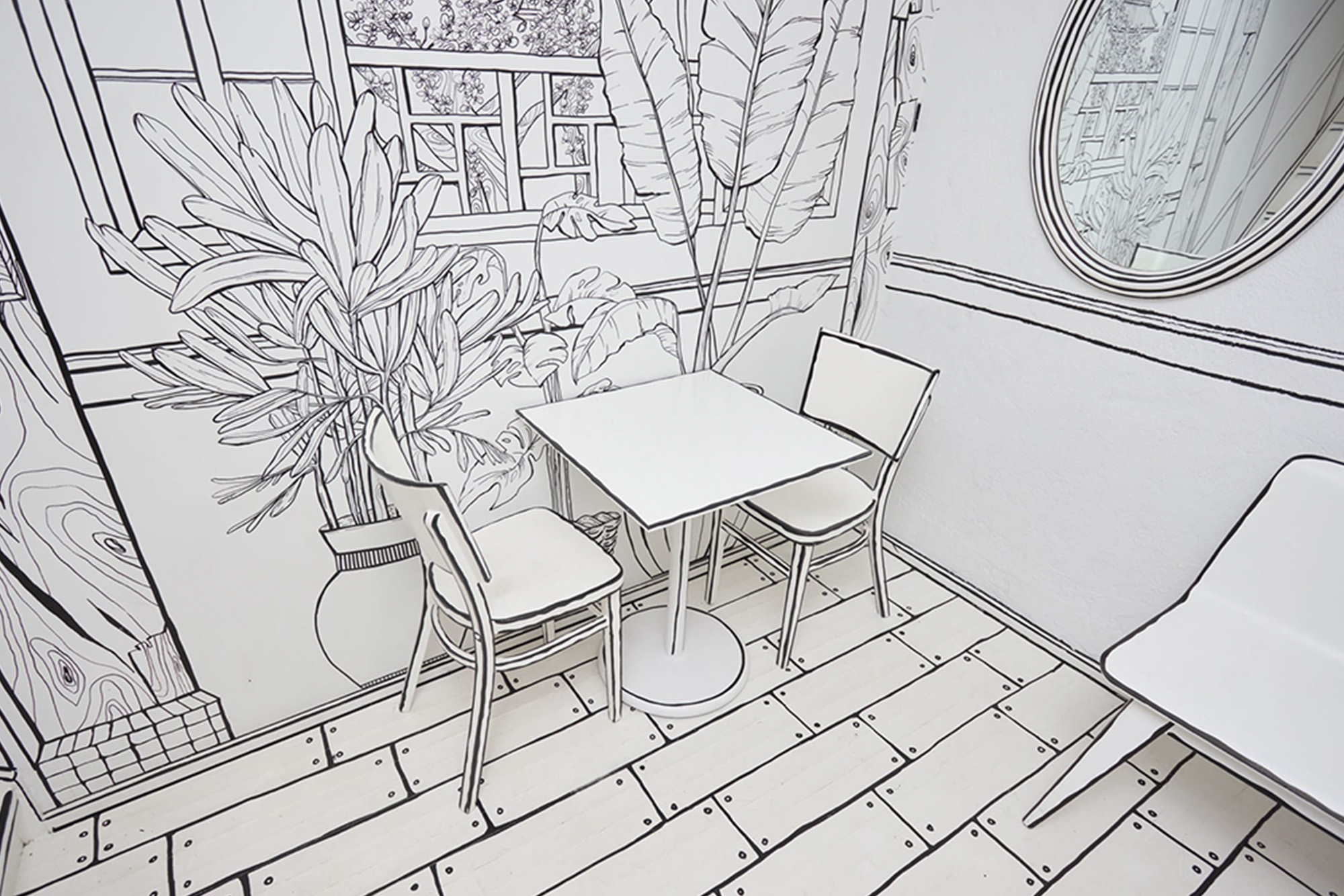 Restaurant met getekend interieur