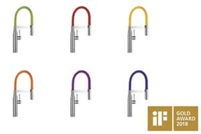 GROHE Essence Professional, een keukenkraan die indruk maakte op de jury met zijn “slimme mix van verschillende materialen en kleuren”